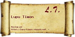 Lupu Timon névjegykártya